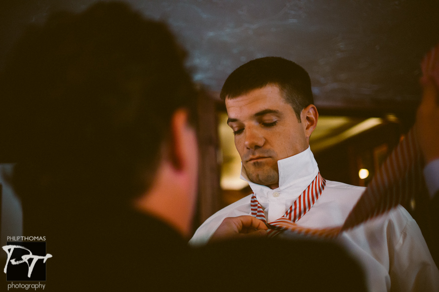 Groom ready before wedding. Photo by Philip Thomas Photography