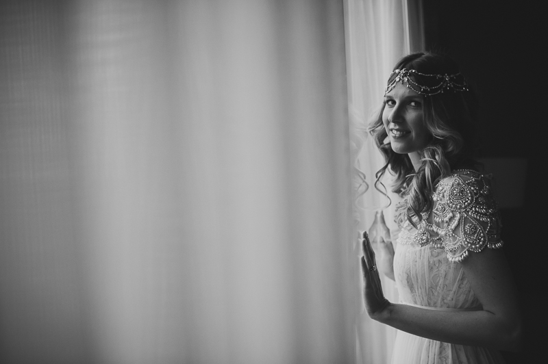 Bride at window