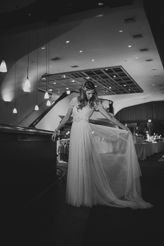 bride twirling with dress