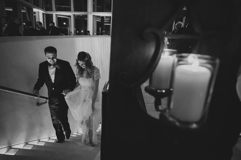 Couple walk into reception
