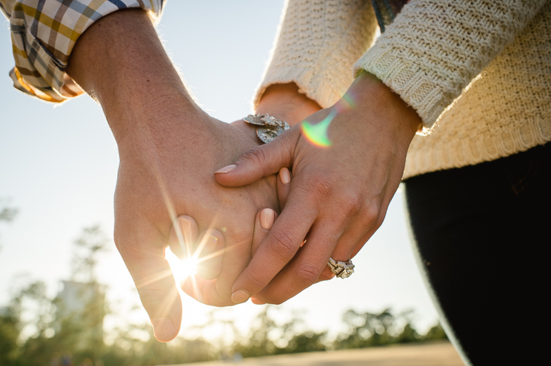 Sarah and Jeff holding hands