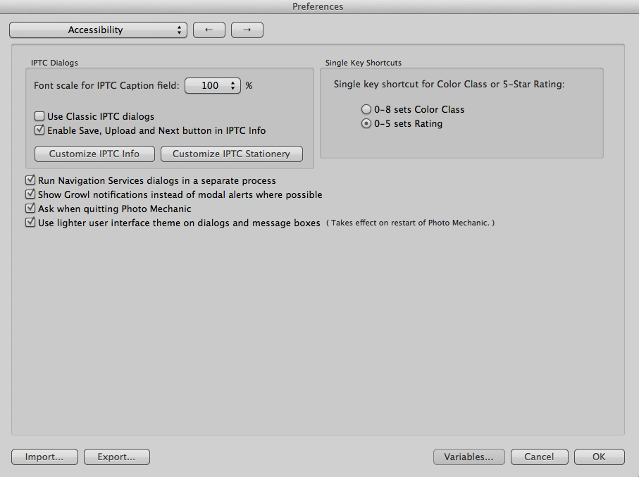 Photo Mechanic - Accessibility