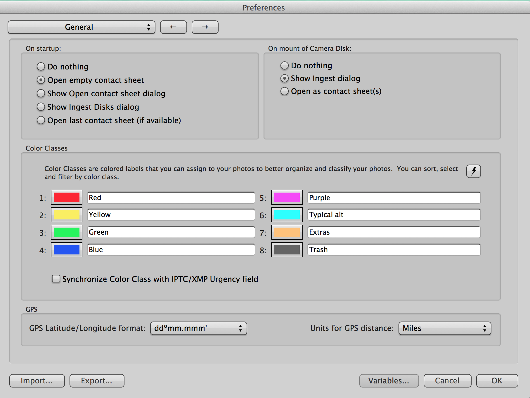 Photo Mechanic - General Settings