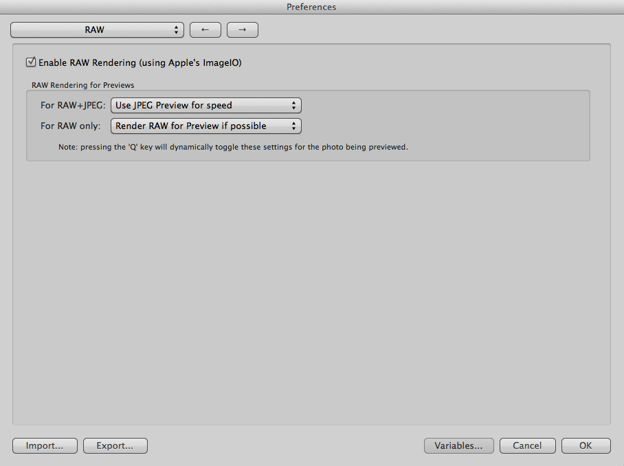 Photo Mechanic - RAW settings