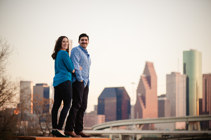 Engagement session with a view of downtown