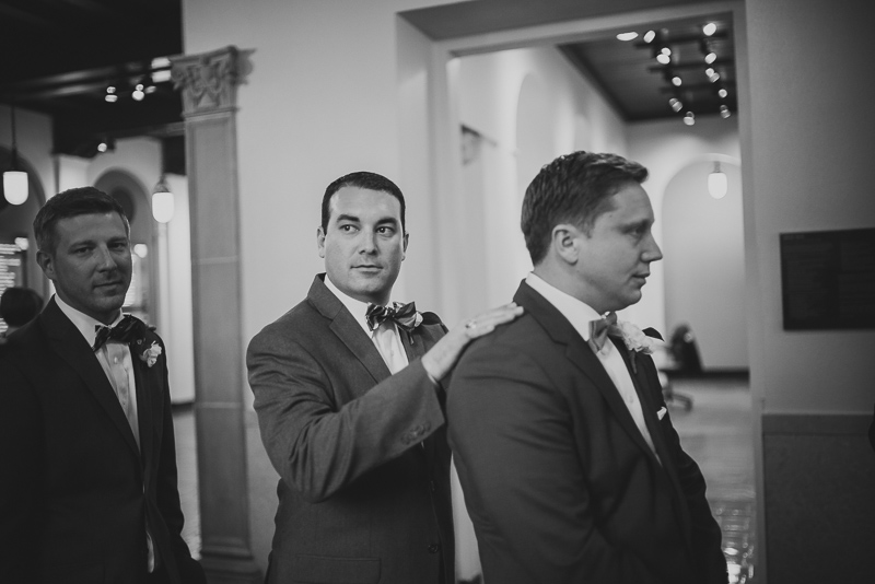 Groom waits -Philip Thomas Photography - Houston wedding photographer- w wedding at Julia Ideson Library