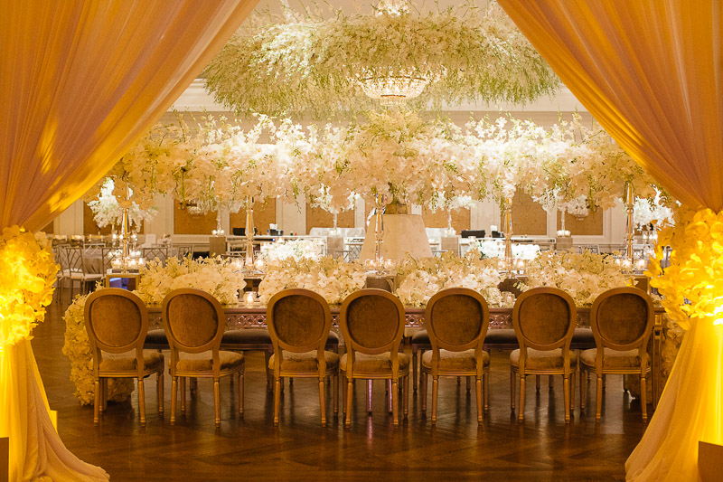 Opulant wedding reception decor River Oaks Country Club, Houston, Texas