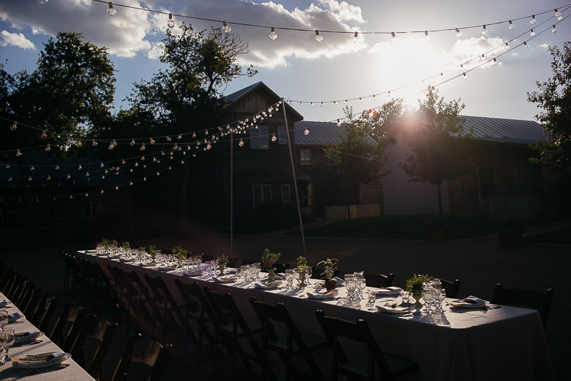 Dinner table sunset rehearsal evening Hoffman Haus