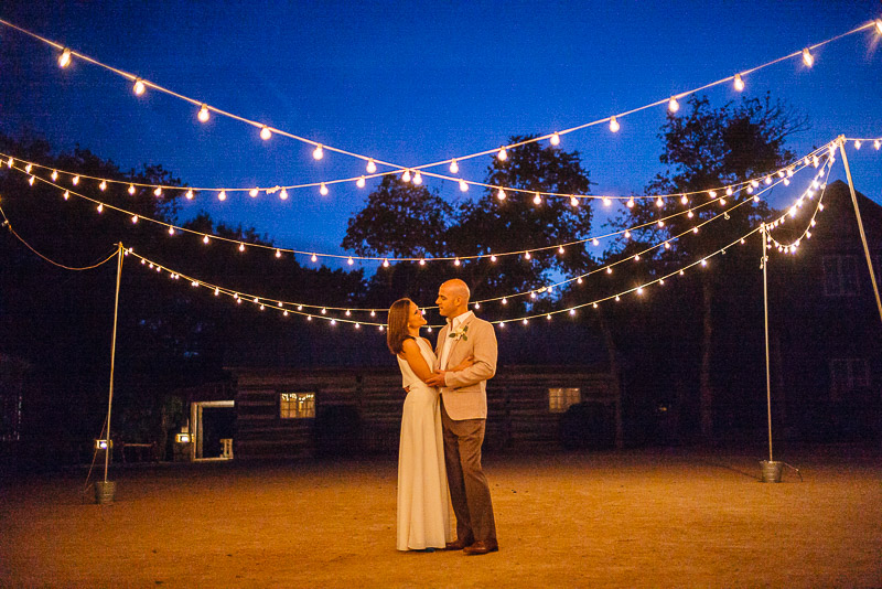 Couple at twilight pose Hoffman Haus Wedding