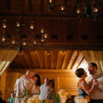 Bride and groom and dance floor at Hoffman Haus