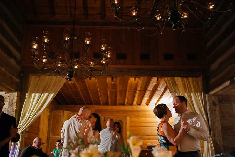 Bride and groom and dance floor at Hoffman Haus