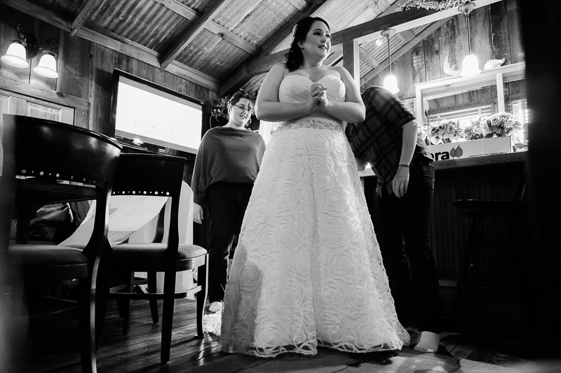 Bride almost ready dressing at Welfare Cafe