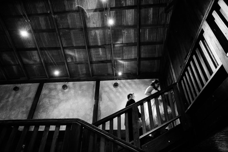 Couple walking up staircase Welfare Cafe