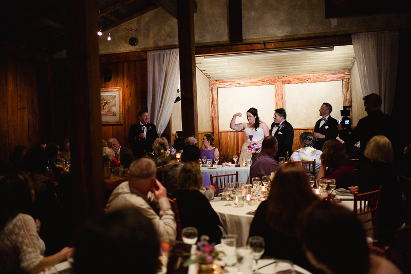 Bride and groom speech Welfare Cafe wedding