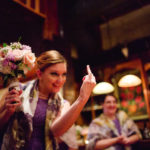 Bridesmaid giving the ring finger at Welfare Cafe wedding