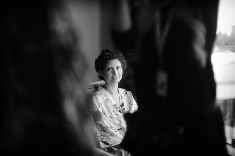 Bride smiles at Omni Houston Hotel