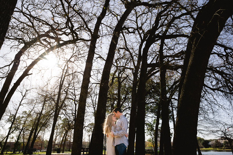 Tall trees at Hermann Park Engagement 