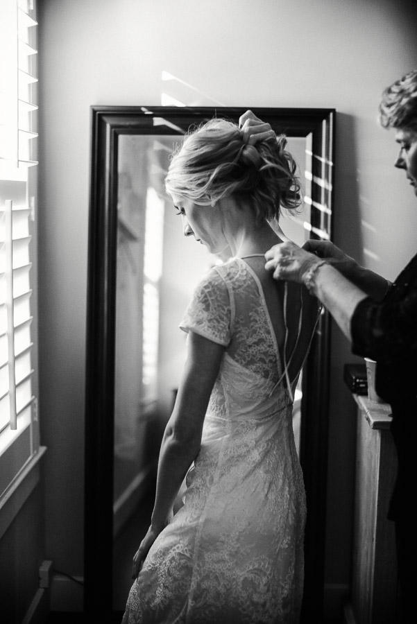 Bride final touches with mother