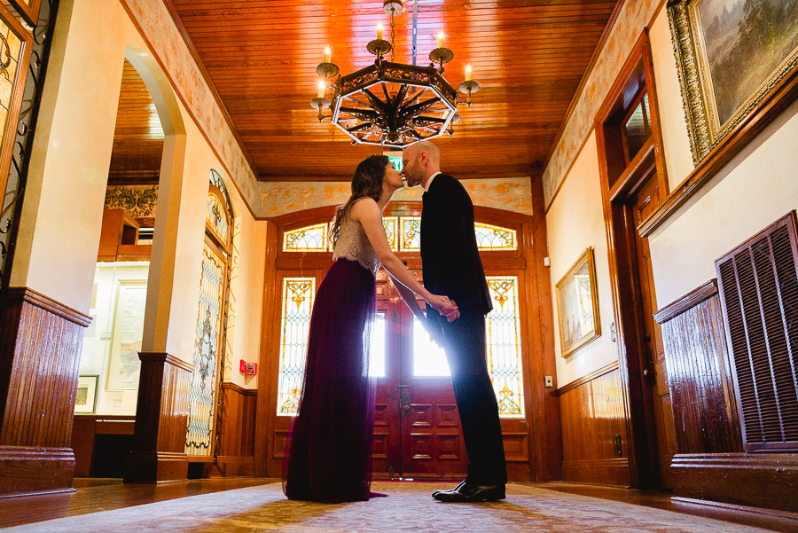 Engaged Couple in the entrance to the Bryan Museum 