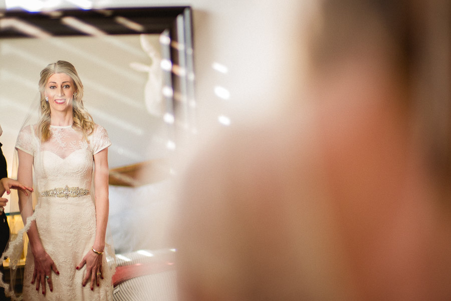 Bride in mirror