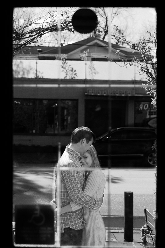 Engagement Session Agora Coffee Shop Westheimer Houston through front door