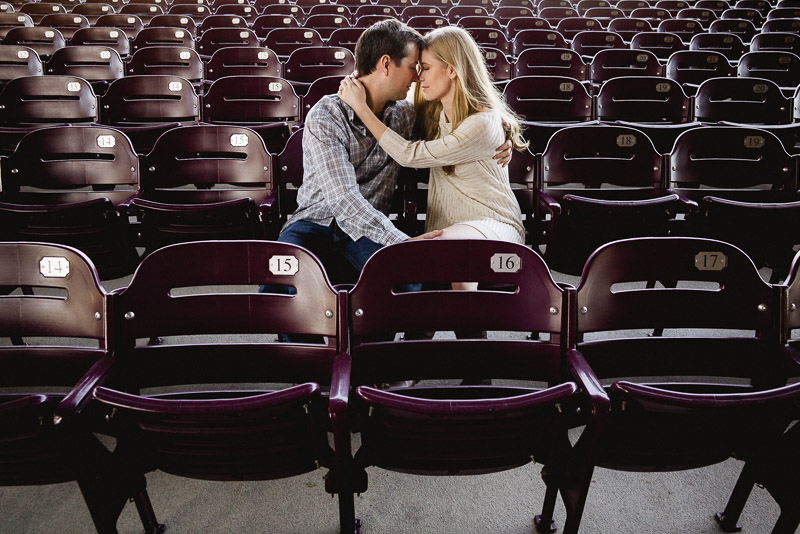 Hermann Park Engagement in rows of chairs at Miller Outdoor theatre