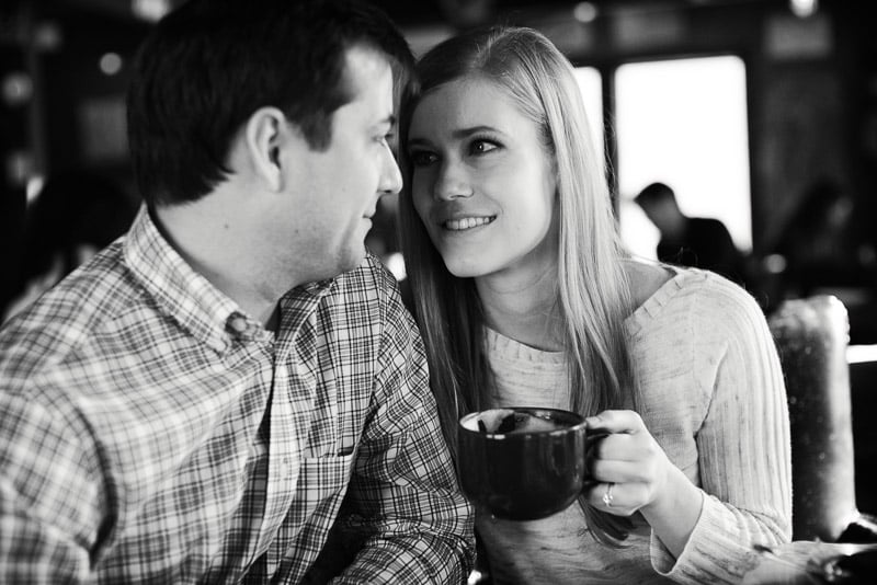 Engagement Session Agora Coffee Shop Westheimer Houston close up of couple with coffee