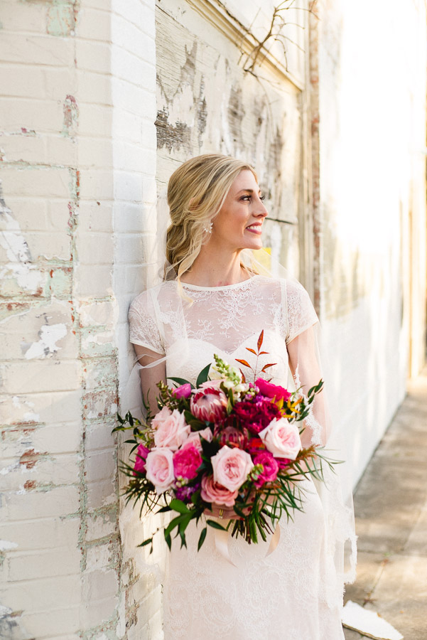 Bridal portrait Houston Heights Fire Station