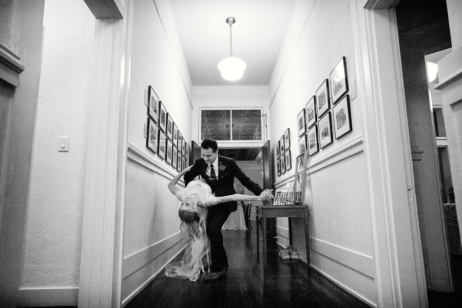 Couple practice their first dance Houston Heights Fire Station