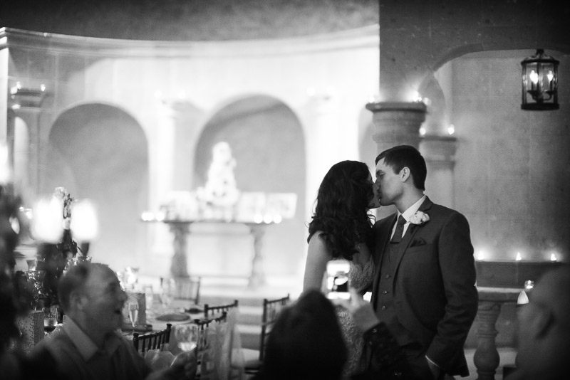 A kiss on demand for wedding reception wedding reception at The Bell Tower on 34th, Houston.