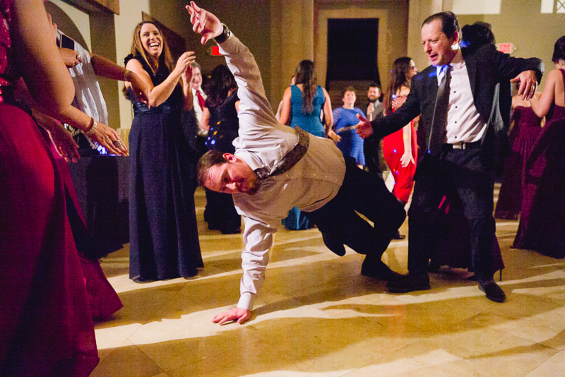 Wedding reception crazy dancing by guest at The Bell Tower on 34th