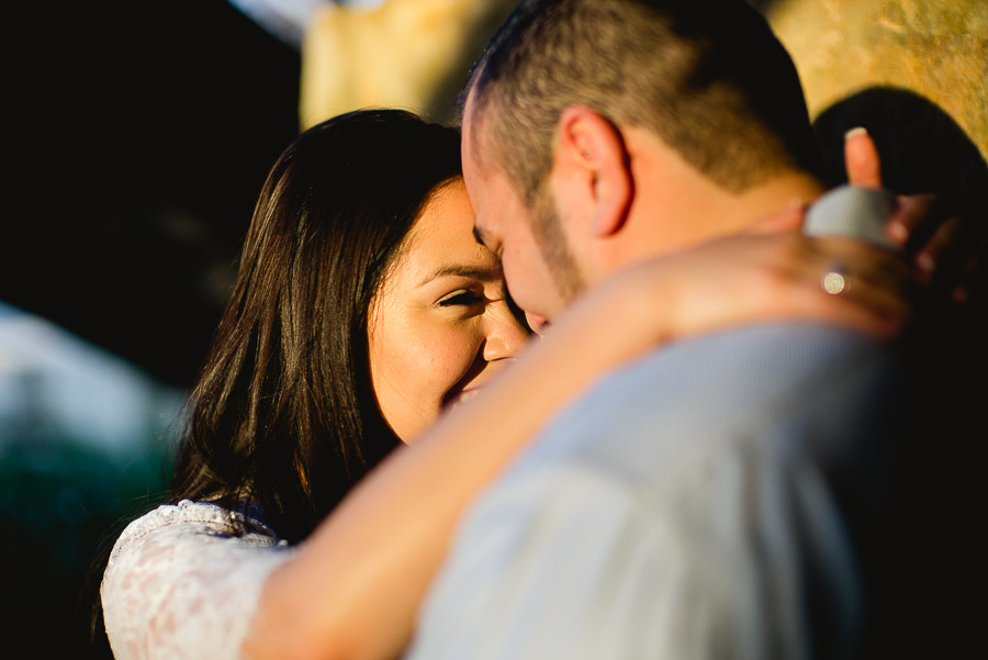 Engaged couple at Pearl Brewery at sunset