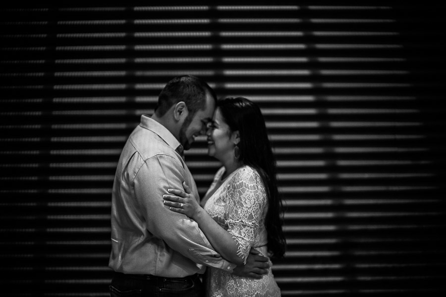 Close up Shadow and lines at Pearl Brewery Culinary Institute building with engaged couple