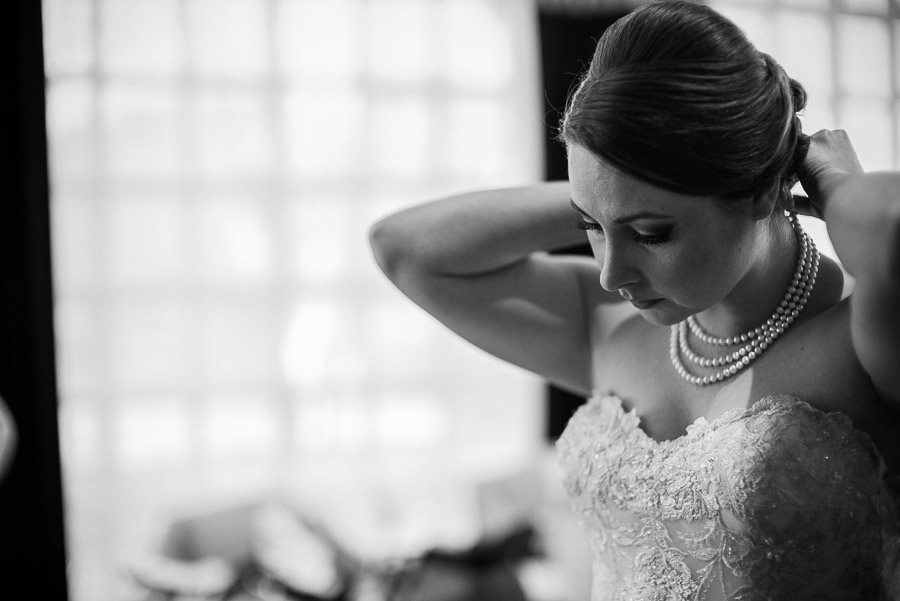 Bride closeup getting ready Dominion Country Club Wedding