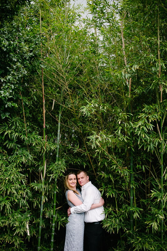 Landa Library Engagement Photos in bamboo trees