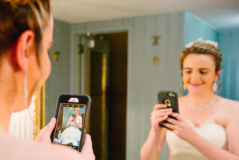 Bride selfie at Margarite B. Parker Chapel