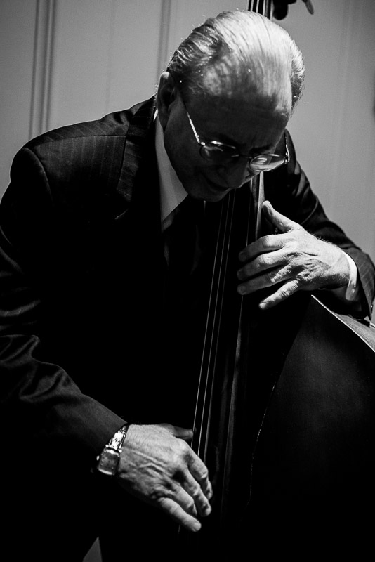 Cellist plays in black and white 