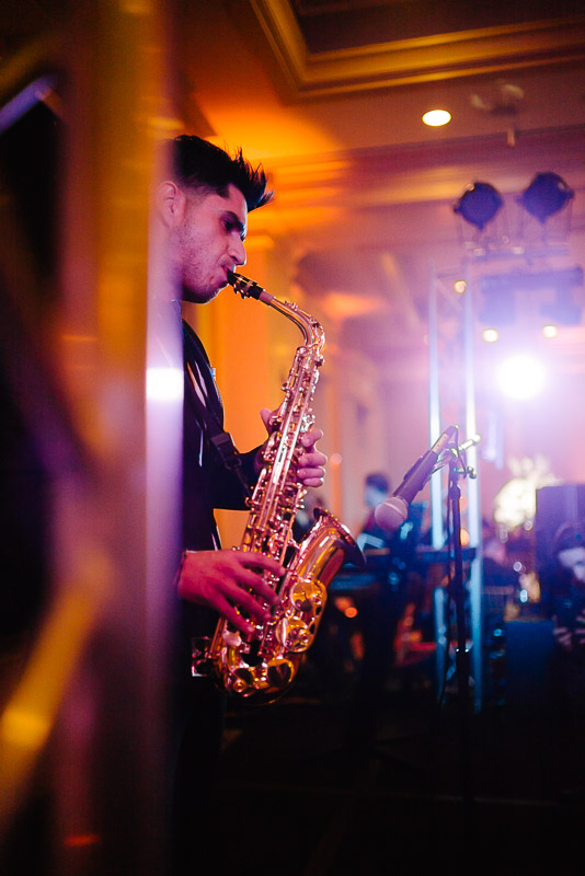 Sax player at wedding reception The Westin Riverwalk, San Antonio, Texas