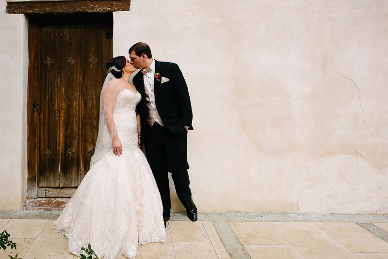 Courtyard wedded couple at San Fernando Cathedral, San Antonio, Texas