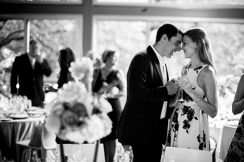 Guests at a wedding rehearsal head to head unposed The Grove