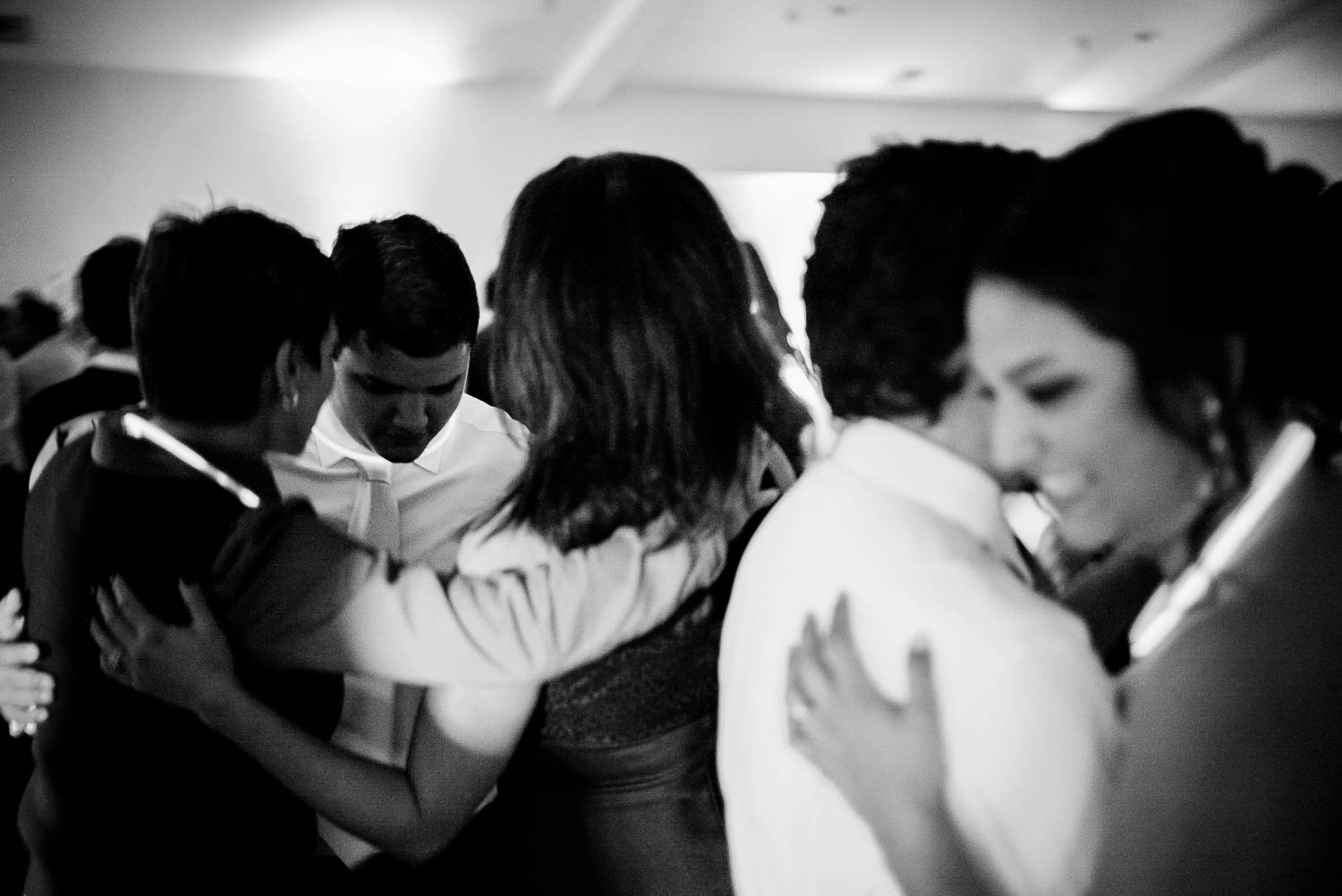 Couples friends and family dance closely at wedding reception Granberry Hills Wedding, Philip Thomas Photography