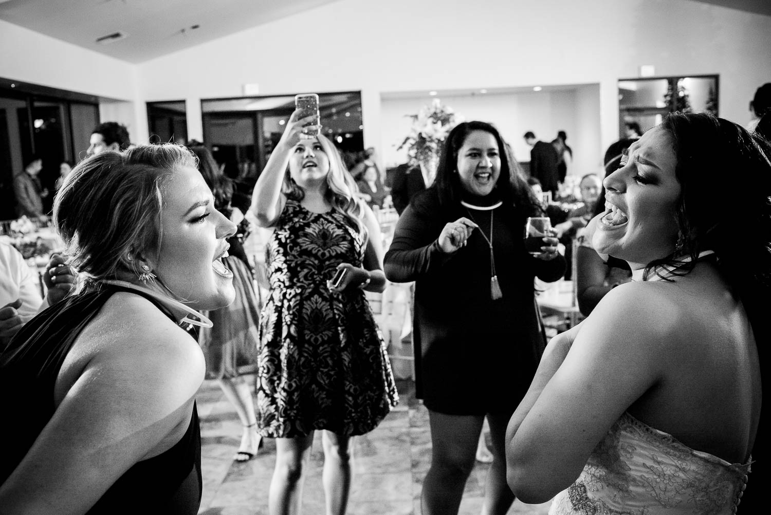 Guest having fun wedding reception dance floor Immaculate Heart, Granberry Hills Wedding, Philip Thomas Photography