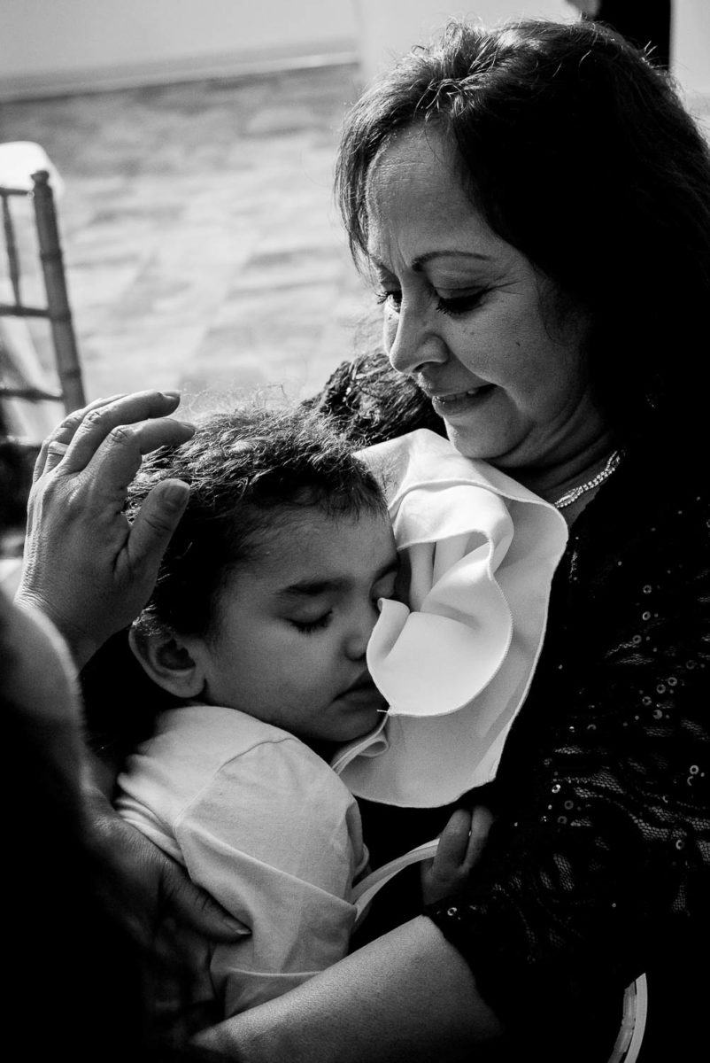 Flowergirl asleep at wedding reception Immaculate Heart, Granberry Hills Wedding, Philip Thomas Photography