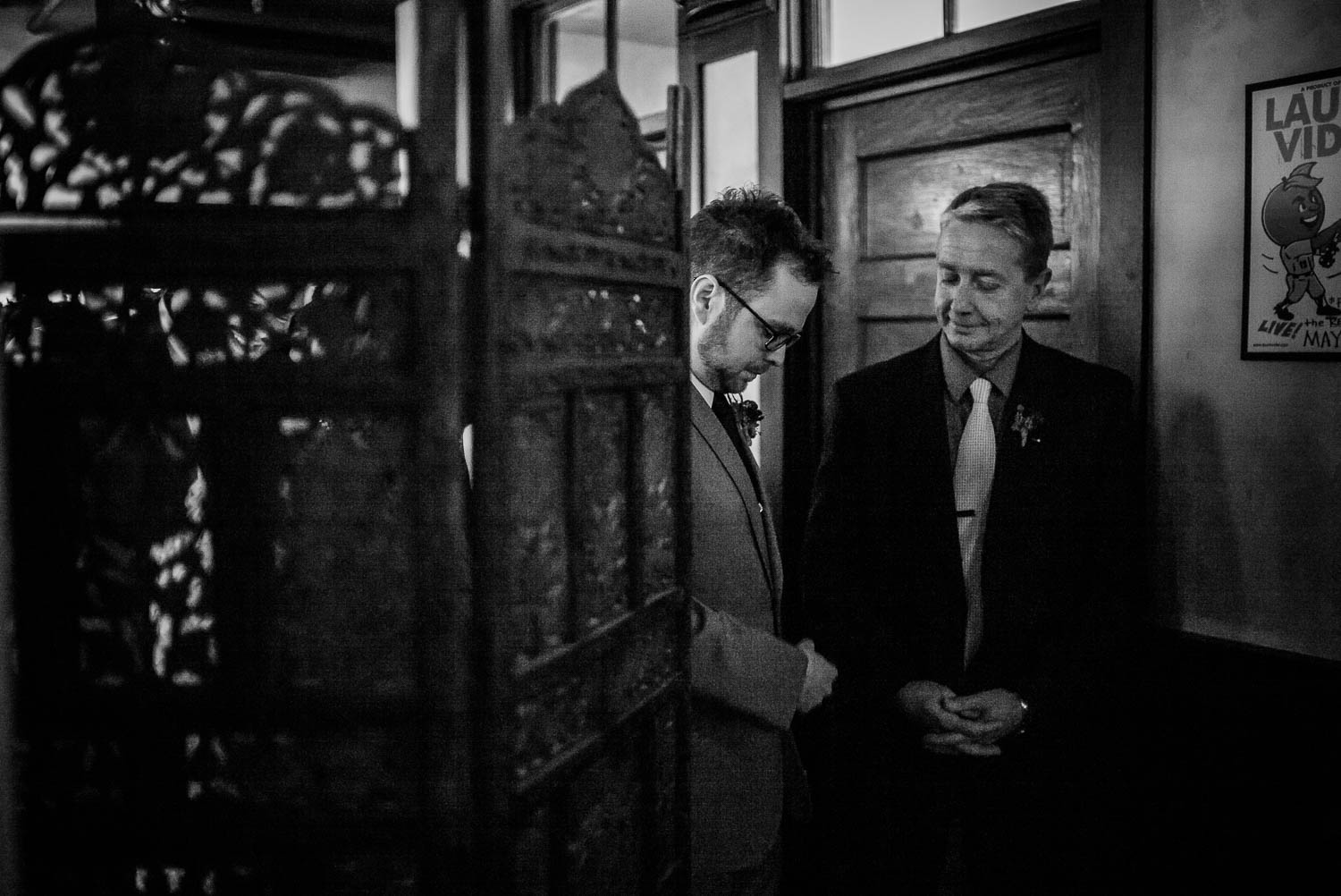 Father and son stand ready for the ceremony at Takoma Park Washington DC Wedding