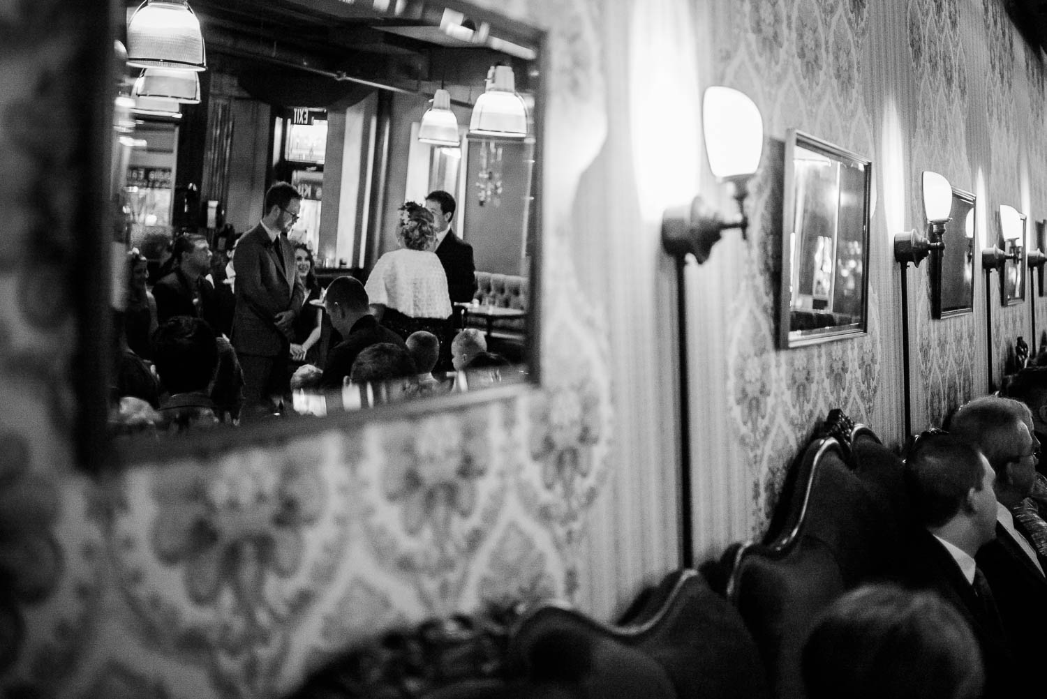 Interior of Republic of wedding ceremony in mirror at Takoma Park Washington D.C-Leica Wedding photographer-Philip Thomas