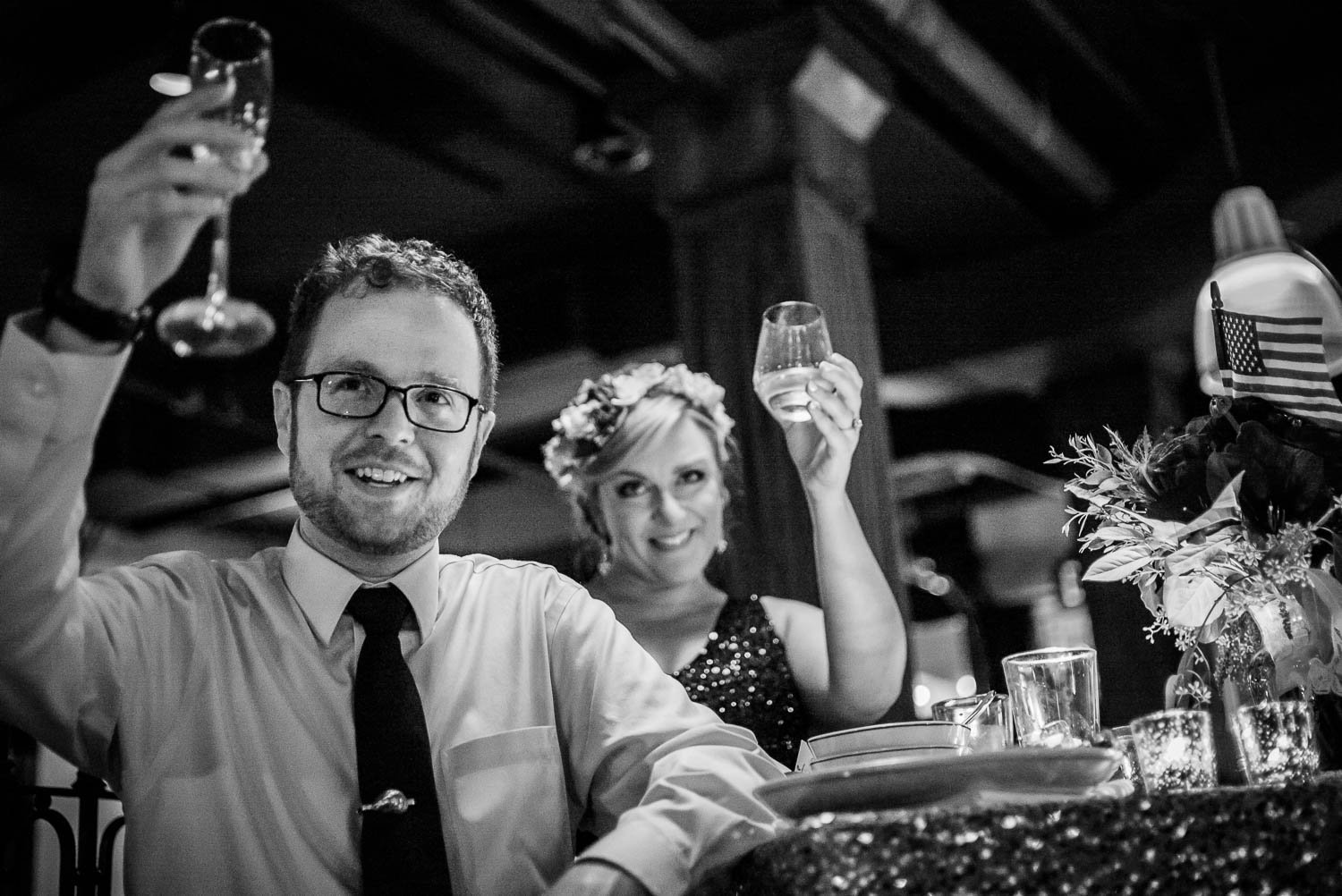 Couple enjoy a toast at Republic Takoma Park Washington D.C-Leica Wedding photographer-Philip Thomas