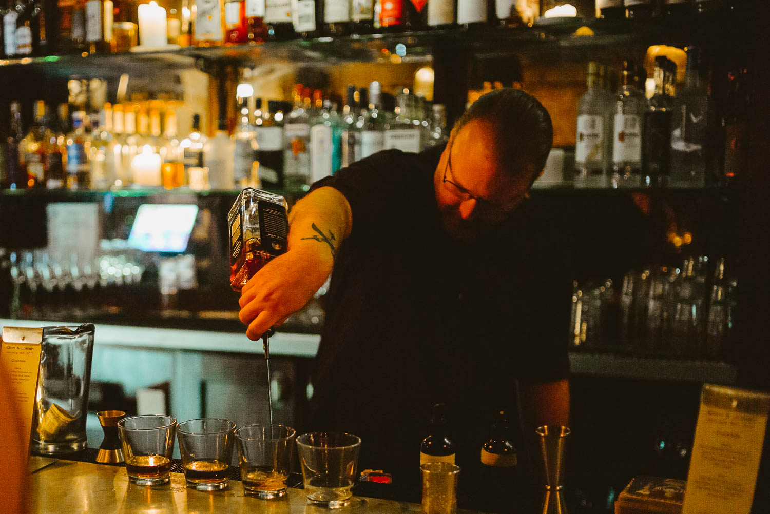 Bartender at Republic wedding reception Takoma Park Washington D.C-Leica Wedding photographer-Philip Thomas