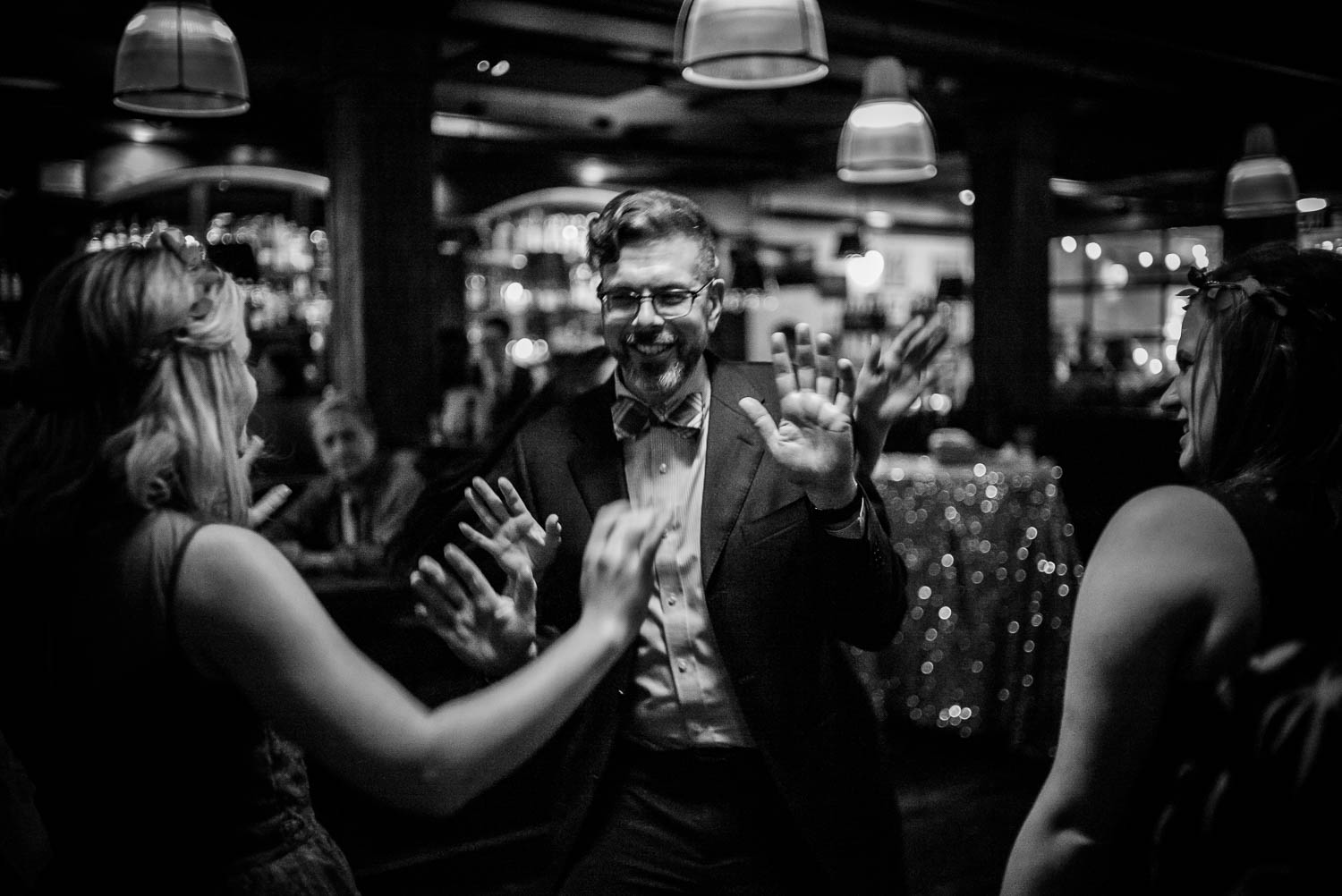 Guests dancing wedding reception Takoma Park Washington D.C-Leica Wedding photographer-Philip Thomas
