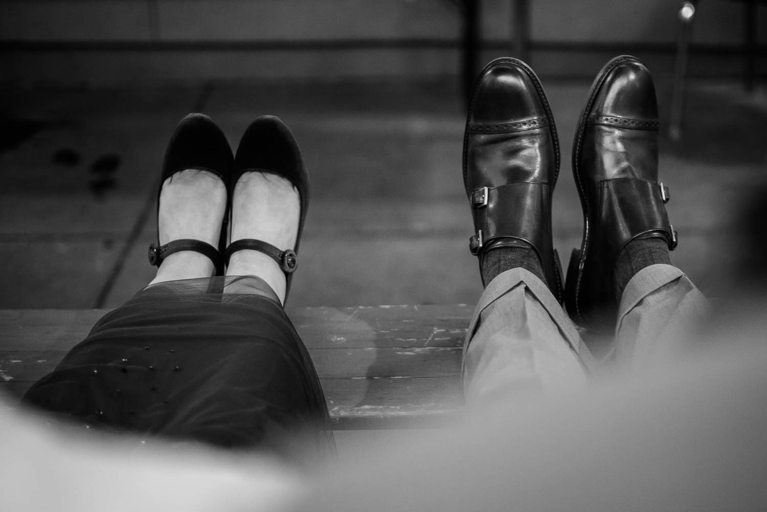 Bride and grooms shoes at wedding reception Republic