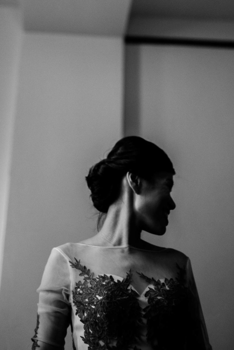 Unposed moments captured of bride at Hotel Havana Wedding getting ready wedding - Leica photographer-Philip Thomas Photography